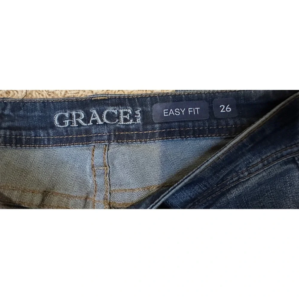 Grace in LA‎ Easy Fit Skinny Jeans Women's 26 Medium Wash Released Raw Hem